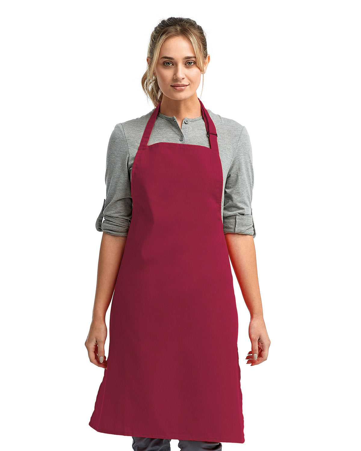 Burgundy Sustainable Bib Apron (No Pockets)