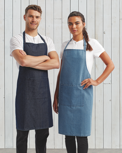 Blue Denim Sustainable Bib Apron (1 Pocket w/ Pencil Divide)