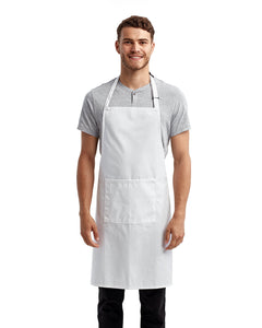 White Sustainable Bib Apron (1 Pocket w/ Pencil Divide)