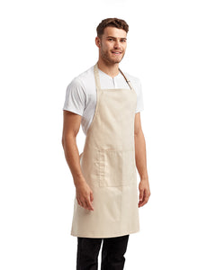 Natural Sustainable Bib Apron (1 Pocket w/ Pencil Divide)