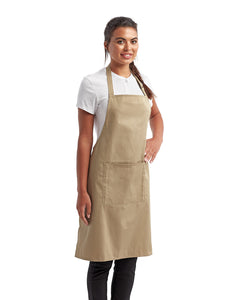 Khaki Sustainable Bib Apron (1 Pocket w/ Pencil Divide)