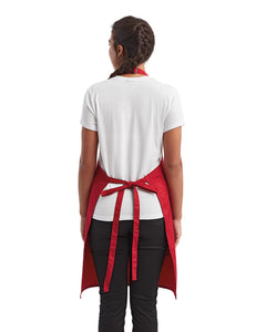 Red Sustainable Bib Apron (1 Pocket w/ Pencil Divide)