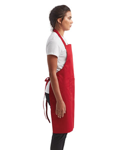 Red Sustainable Bib Apron (1 Pocket w/ Pencil Divide)