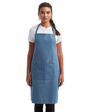 Blue Denim Sustainable Bib Apron (1 Pocket w/ Pencil Divide)