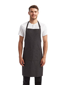 Black Denim Sustainable Bib Apron (1 Pocket w/ Pencil Divide)