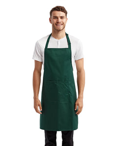 Green Sustainable Bib Apron (1 Pocket w/ Pencil Divide)