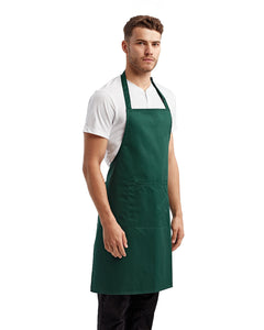 Green Sustainable Bib Apron (1 Pocket w/ Pencil Divide)