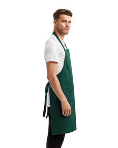 Green Sustainable Bib Apron (1 Pocket w/ Pencil Divide)