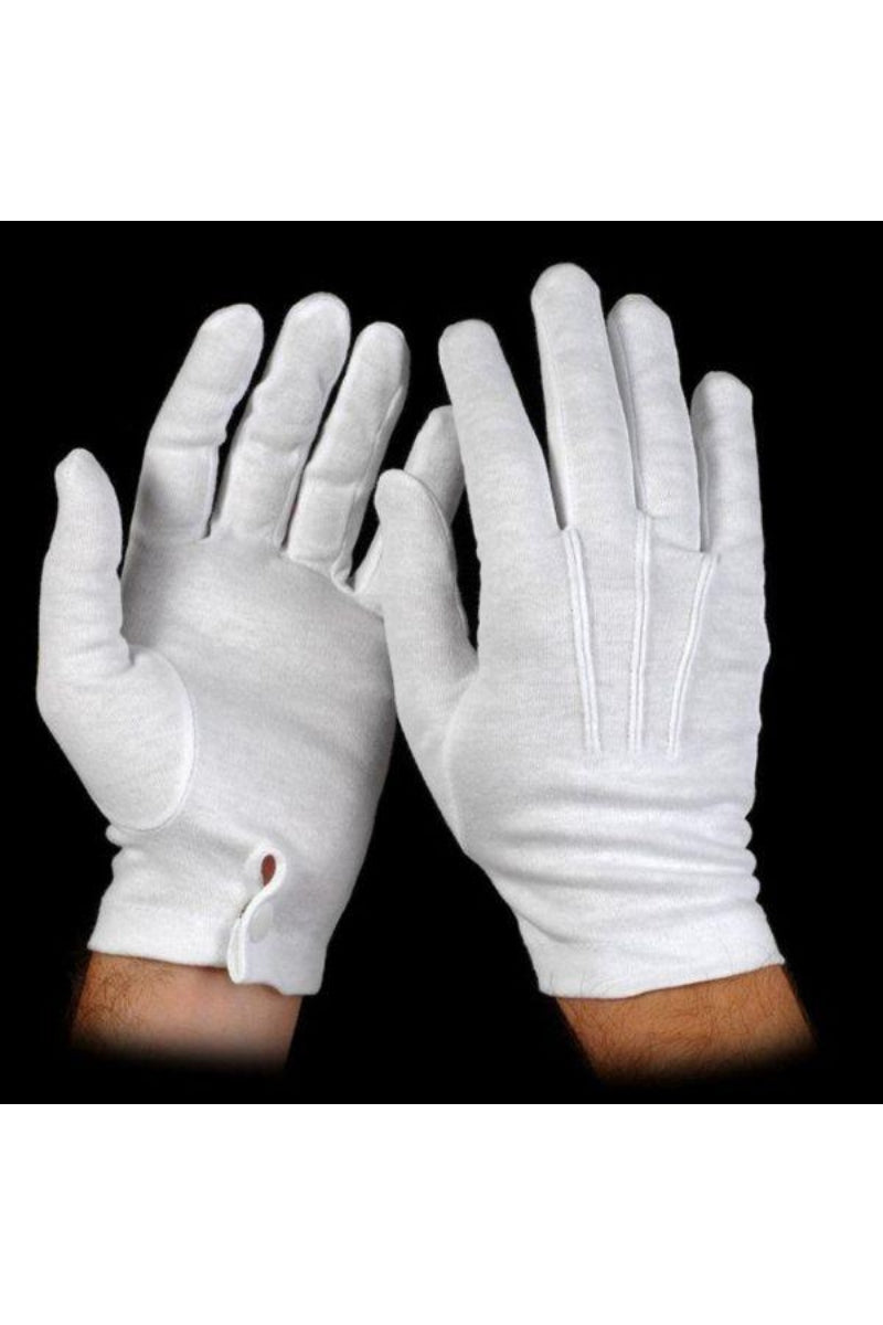 White Cotton Service Gloves w/ Snap Closure