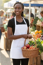Fame White Bib Adjustable Apron (3 Pockets)
