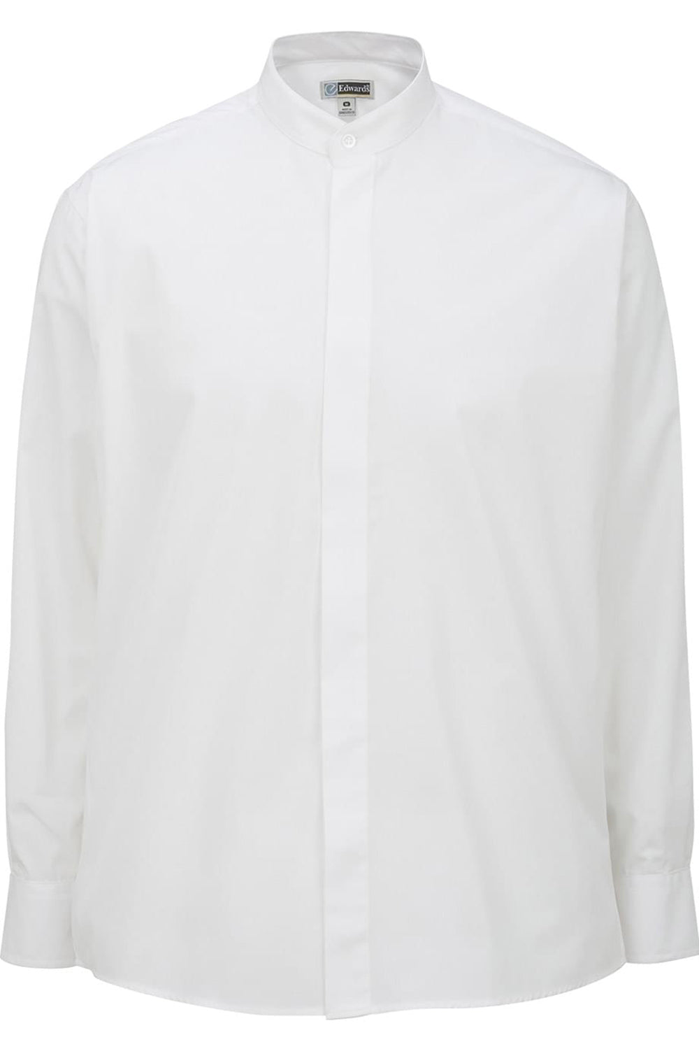 Edwards S / Regular Men's Banded Collar Broadcloth Shirt - White