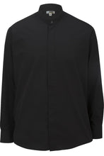 Edwards S / Regular Men's Banded Collar Broadcloth Shirt - Black