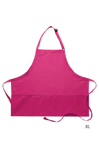 Hot Pink Deluxe Bib XL Adjustable Apron (3 Pockets)