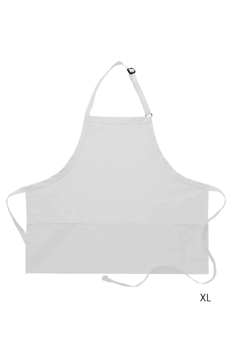 White Deluxe Bib XL Adjustable Apron (3 Pockets)