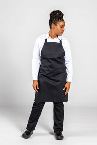 Uncommon Threads Black Mid-Length Bib Apron (No Pockets)