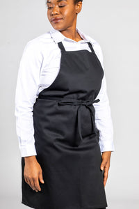 Uncommon Threads Black Mid-Length Bib Apron (No Pockets)