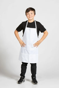 White Youth Bib Apron (2 Pockets)