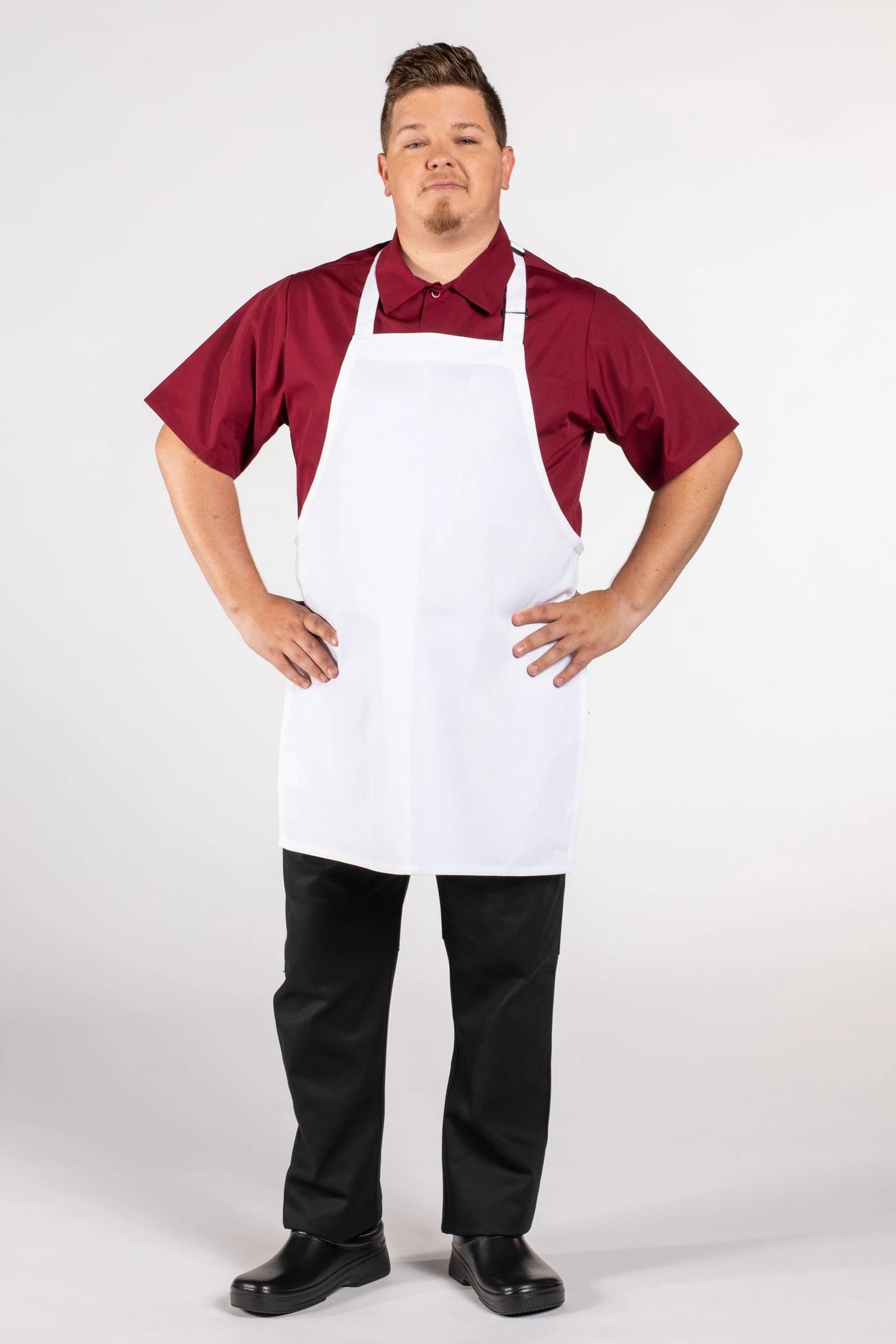 Uncommon Threads White Bib Adjustable Apron (No Pockets)