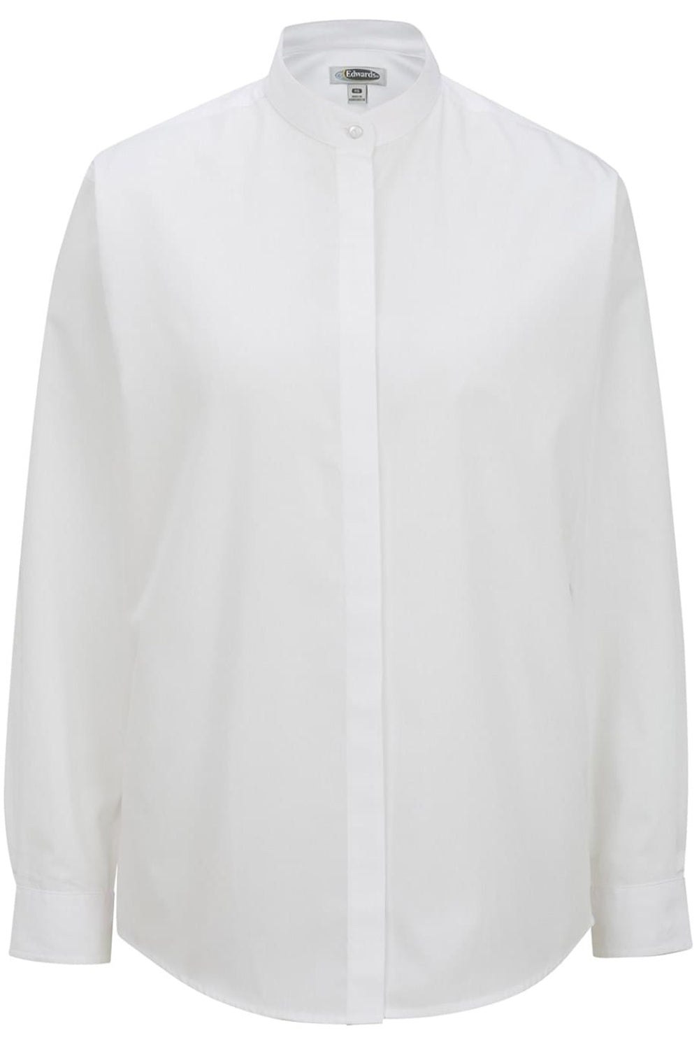 Edwards XXS Ladies' Banded Collar Broadcloth Shirt - White