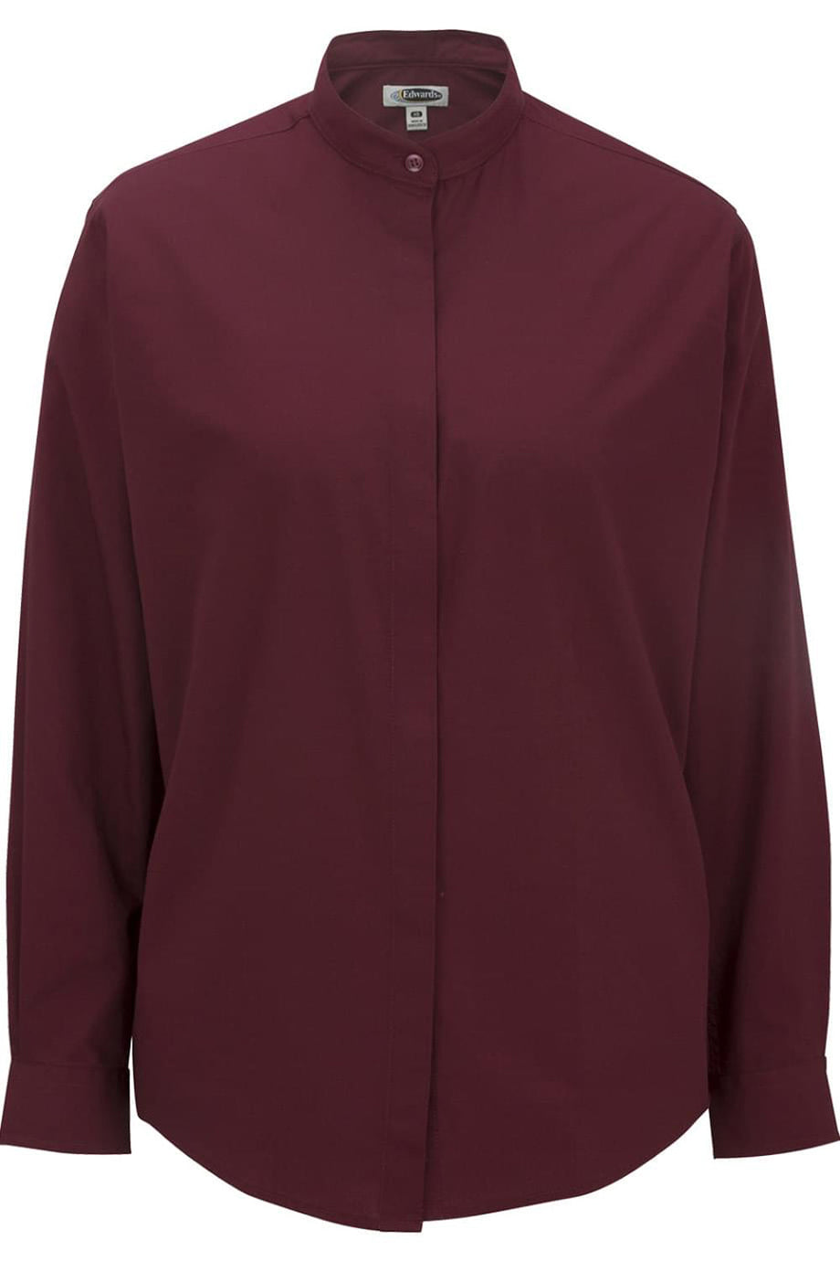 Edwards XXS Ladies' Banded Collar Broadcloth Shirt - Burgundy