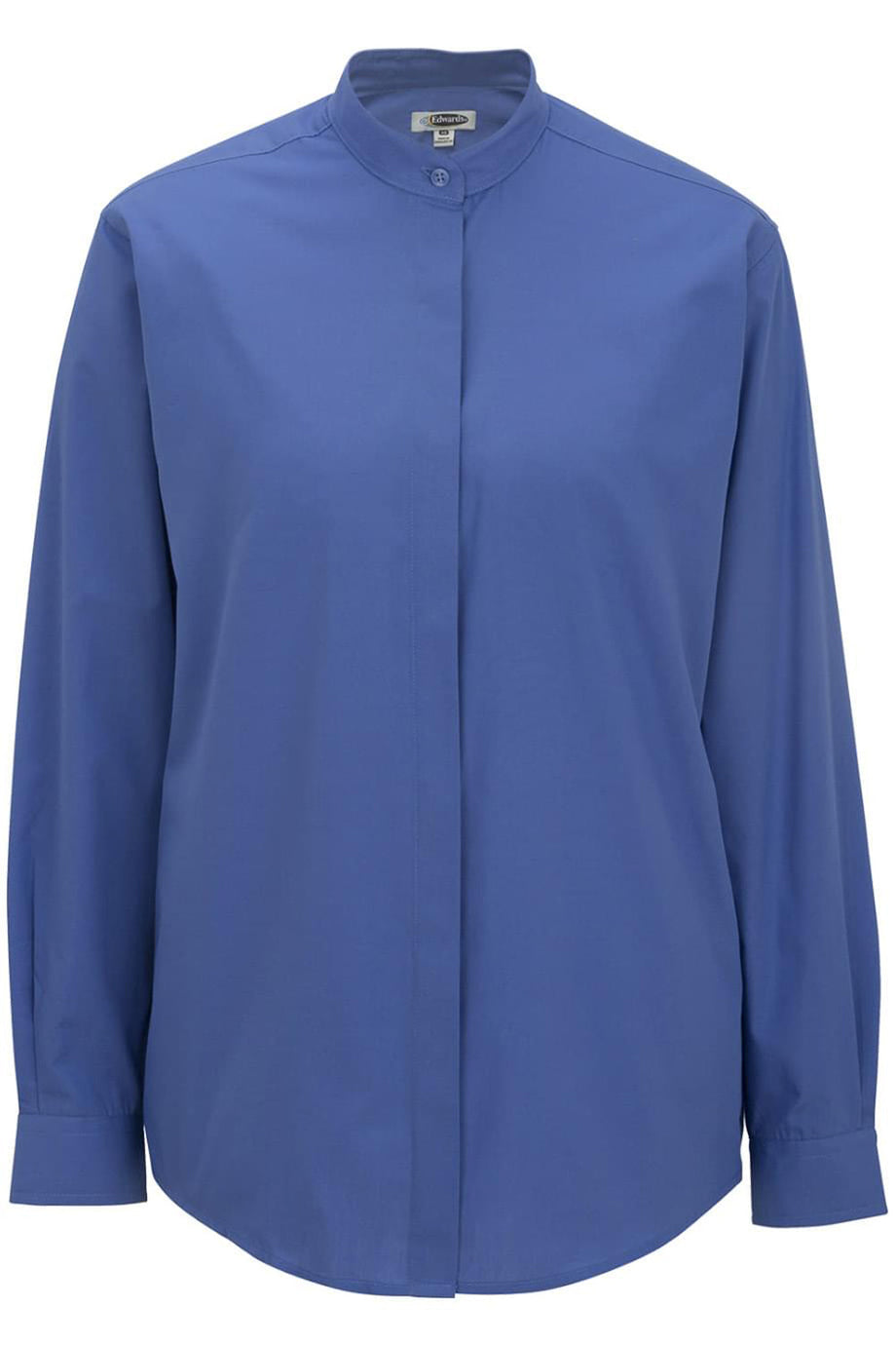 Edwards XXS Ladies' Banded Collar Broadcloth Shirt - French Blue