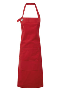 Artisan Collection by Reprime Red Bib Adjustable Apron (4 Pocket Pouch)