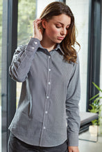 Artisan Collection by Reprime Women's Microcheck Long Sleeve Cotton Shirt