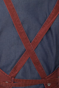 Chef Works Uptown Cross-Back Red-Navy Bib Apron
