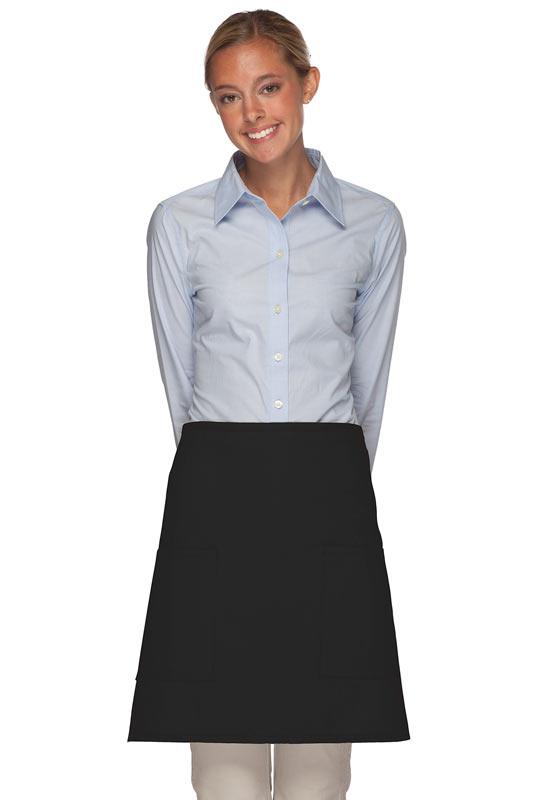 Cardi / DayStar Black Half Bistro Apron (2 Patch Pockets)