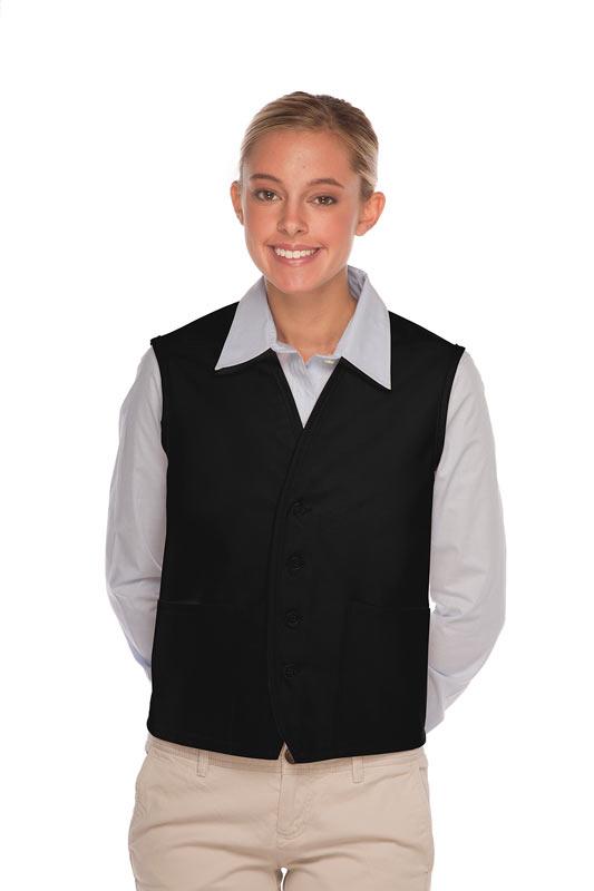 Cardi / DayStar Black 4-Button Unisex Vest with 2 Pockets