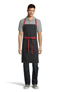 UT Black Collection Black / Red Rebel Bib Apron (3 Pocket)