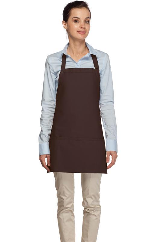 Brown Deluxe Bib Adjustable Apron (3 Pockets) – ApronWarehouse