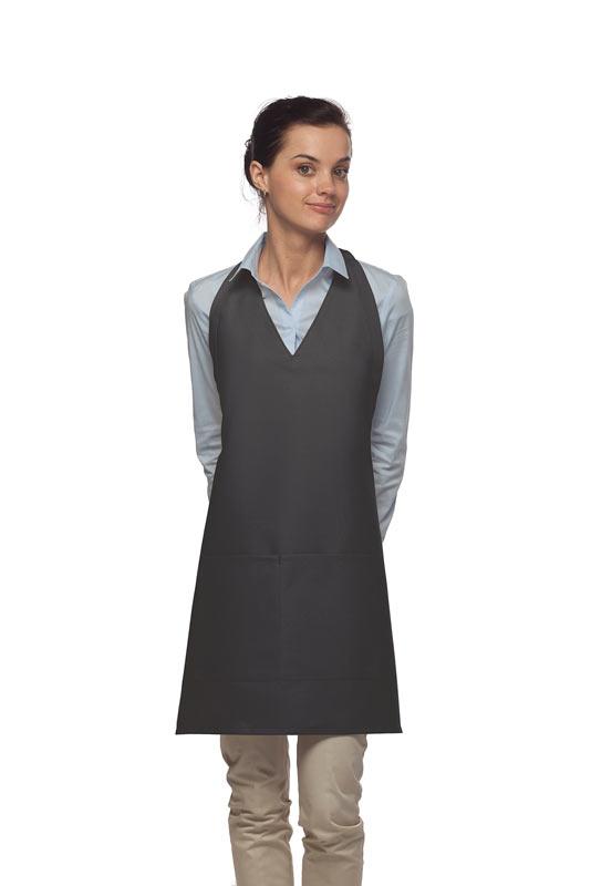 Charcoal Deluxe V-Neck Tuxedo Apron (2 Pockets) – ApronWarehouse