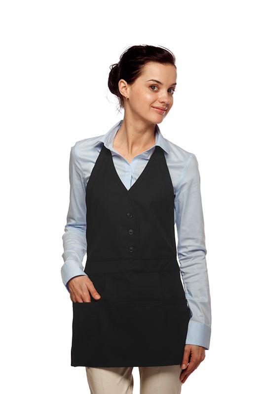 Cardi / DayStar Black Single Breasted Bib Adjustable Apron (3 Pockets)