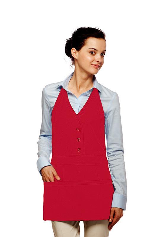 Cardi / DayStar Red Single Breasted Bib Adjustable Apron (3 Pockets)