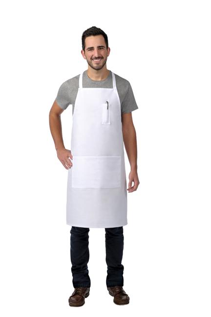 Cardi / DayStar White Bib Apron with Pencil Pocket (2 Pockets)