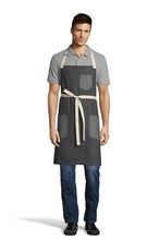 UT Black Collection Pinstripe Denim w/ Natural Ties Rebel Bib Apron (3 Pocket)