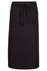 Fame Black & Gray Pinstripe Full Length Bistro Apron (2 Pockets)