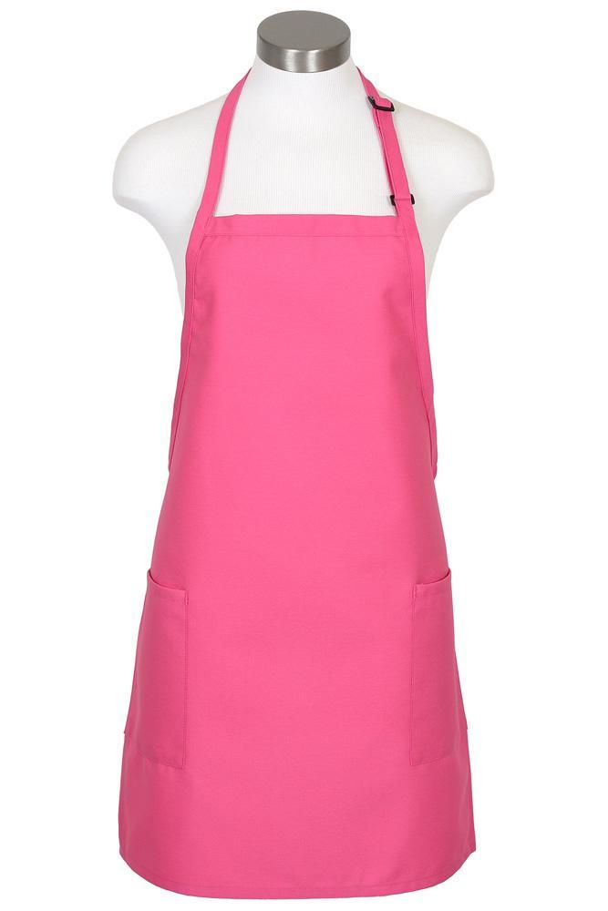 Fame Raspberry Bib Adjustable Apron (2-Patch Pockets)