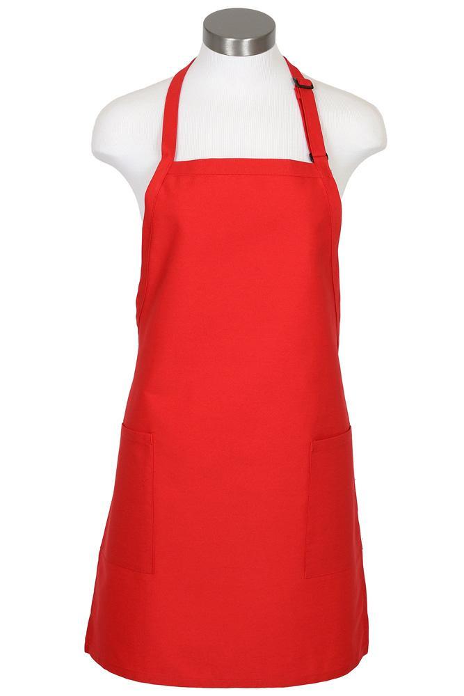 Fame Red Bib Adjustable Apron (2-Patch Pockets)