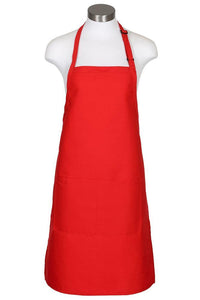 Fame Red Bib Adjustable Apron (2 Pockets)