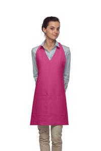 Cardi / DayStar Hot Pink Deluxe V-Neck Adjustable Tuxedo Apron (2 Pockets)