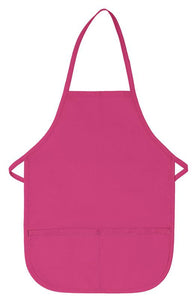 Cardi / DayStar Hot Pink Kid's XL Bib Apron (2 Pockets)