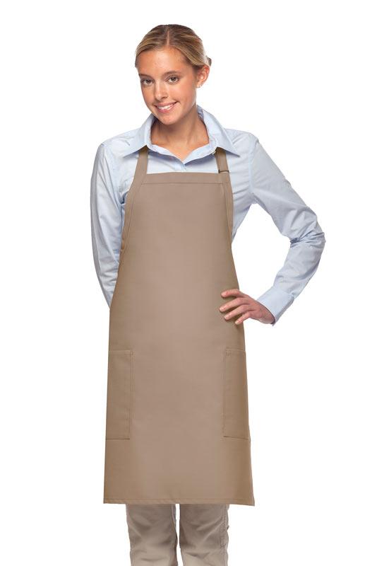 Cardi / DayStar Khaki Deluxe Bib Adjustable Apron (2 Pockets)