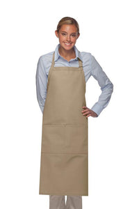 Cardi / DayStar Khaki Deluxe XL Butcher Adjustable Apron (2 Pockets)