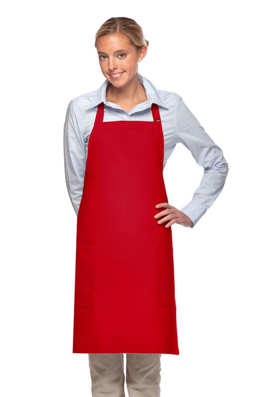 Cardi / DayStar Red Deluxe Bib Adjustable Apron (2 Pockets)