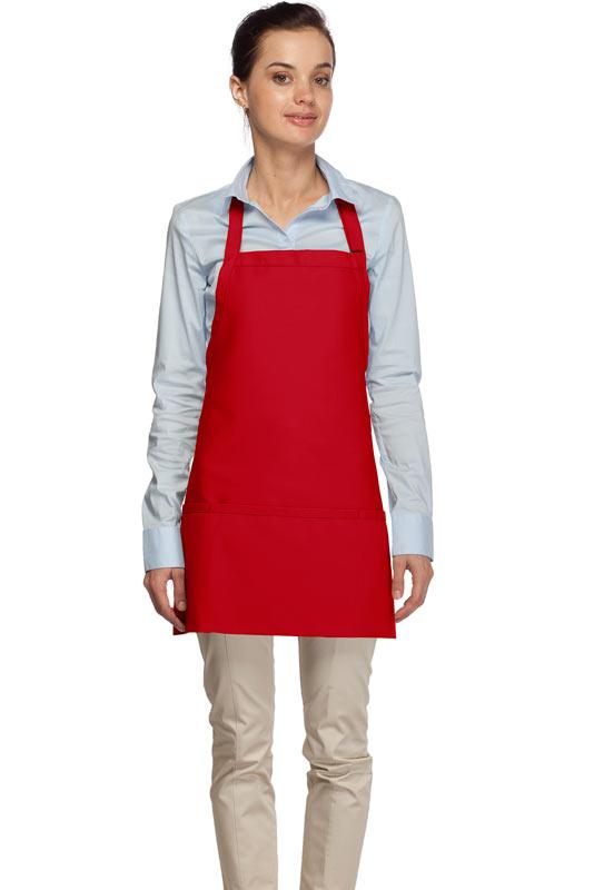 Cardi / DayStar Red Deluxe Deluxe Bib Adjustable Apron (3 Pockets)