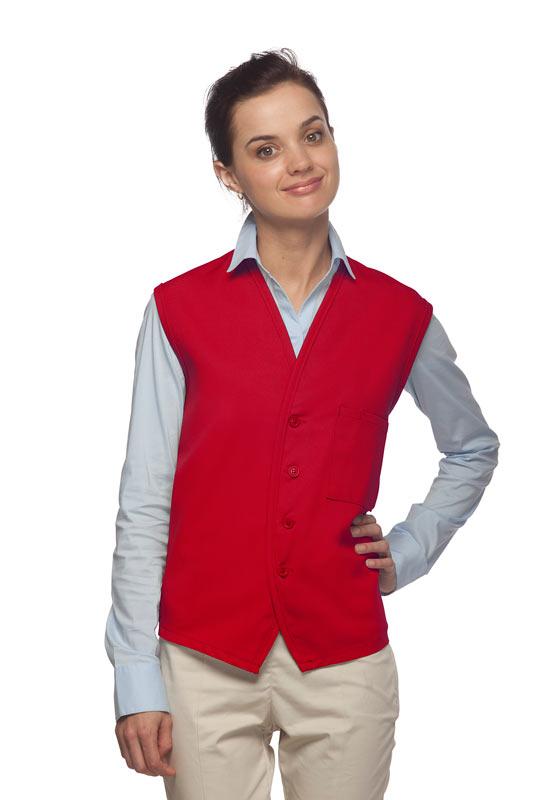 Cardi / DayStar Red 4-Button Unisex Vest with 1 Pocket