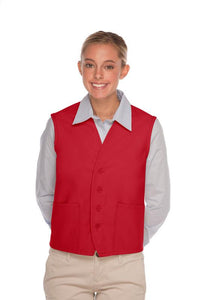 Cardi / DayStar Red 4-Button Unisex Vest with 2 Pockets