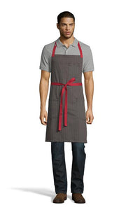 UT Black Collection Broken Twill w/ Red Ties Rebel Bib Apron (3 Pocket)